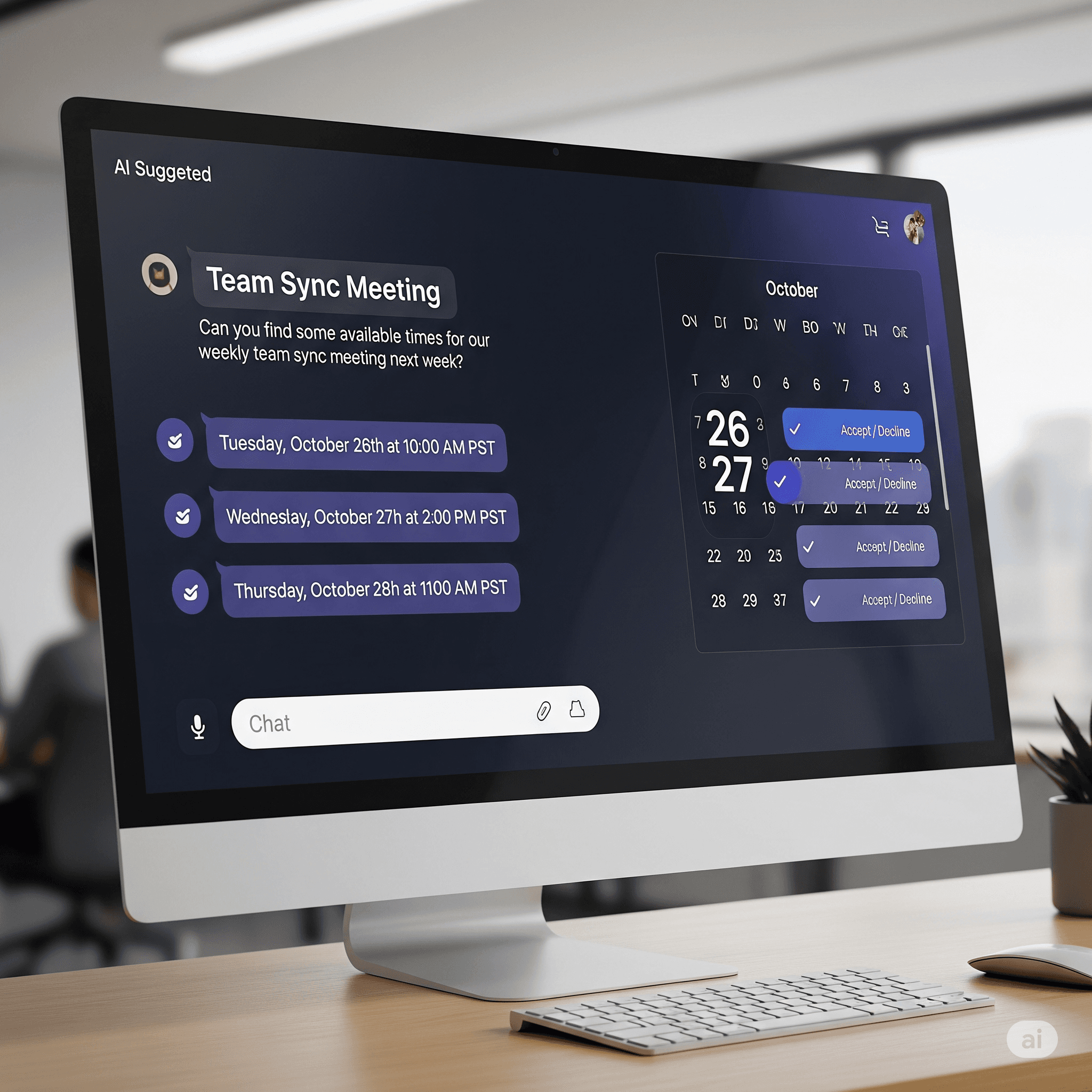 日程調整AIチャットの画面イメージ